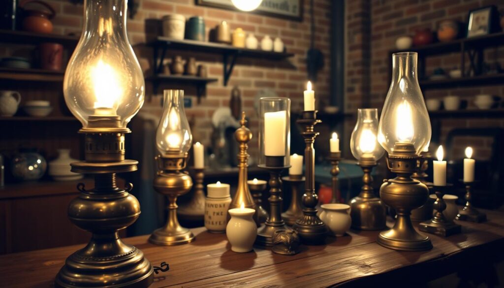 vintage oil lamps and flame lighting decor