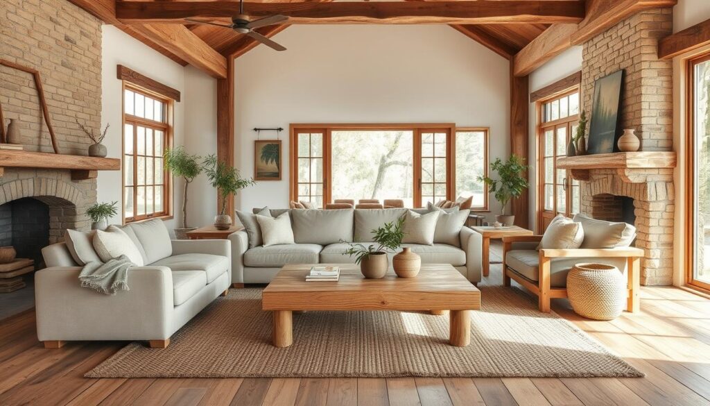 Rustic Living Room with Neutral Color Scheme