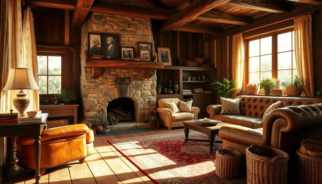 Vintage Elements in Rustic Living Room