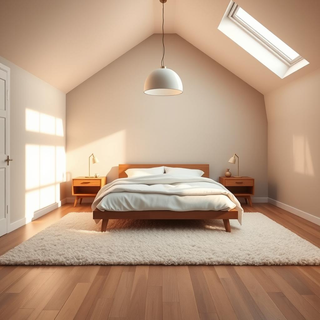Scandinavian minimalist bedroom lighting